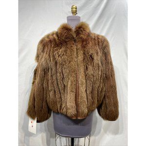 Gold Fox jacket leather hemtrim w zipper front (55050)
